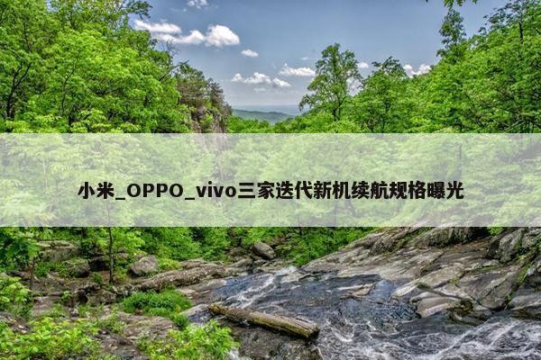 小米_OPPO_vivo三家迭代新机续航规格曝光