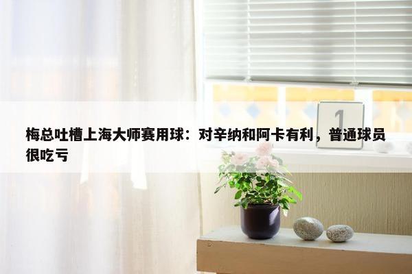 梅总吐槽上海大师赛用球：对辛纳和阿卡有利，普通球员很吃亏