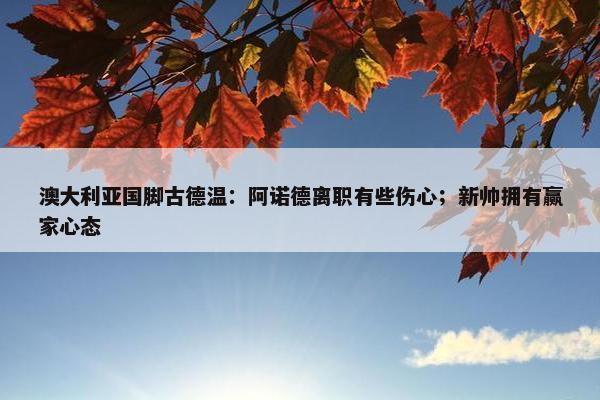 澳大利亚国脚古德温：阿诺德离职有些伤心；新帅拥有赢家心态