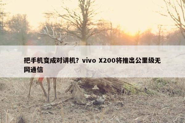 把手机变成对讲机？vivo X200将推出公里级无网通信