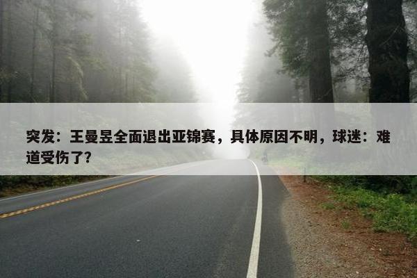 突发：王曼昱全面退出亚锦赛，具体原因不明，球迷：难道受伤了？