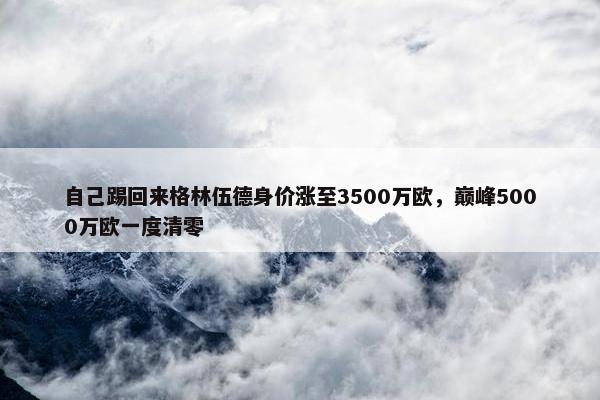 自己踢回来格林伍德身价涨至3500万欧，巅峰5000万欧一度清零