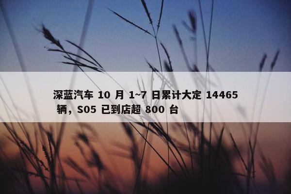 深蓝汽车 10 月 1~7 日累计大定 14465 辆，S05 已到店超 800 台