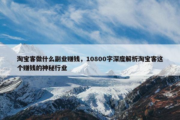 淘宝客做什么副业赚钱，10800字深度解析淘宝客这个赚钱的神秘行业