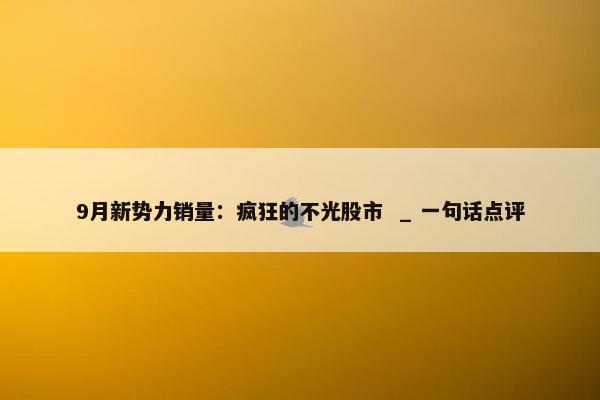 9月新势力销量：疯狂的不光股市  _ 一句话点评