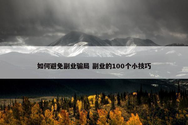 如何避免副业骗局 副业的100个小技巧