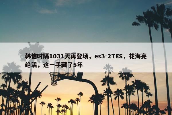 韩信时隔1031天再登场，es3-2TES，花海亮绝活，这一手藏了5年