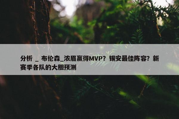 分析 _ 布伦森_浓眉赢得MVP？锡安最佳阵容？新赛季各队的大胆预测