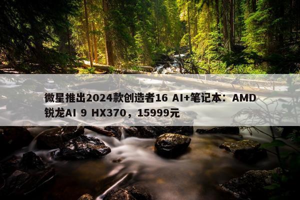 微星推出2024款创造者16 AI+笔记本：AMD锐龙AI 9 HX370，15999元