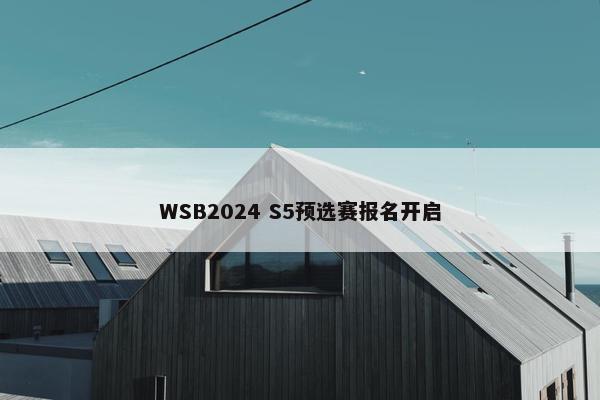 WSB2024 S5预选赛报名开启