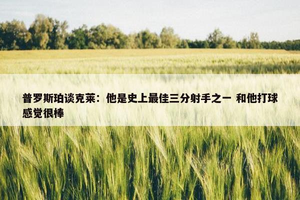 普罗斯珀谈克莱：他是史上最佳三分射手之一 和他打球感觉很棒