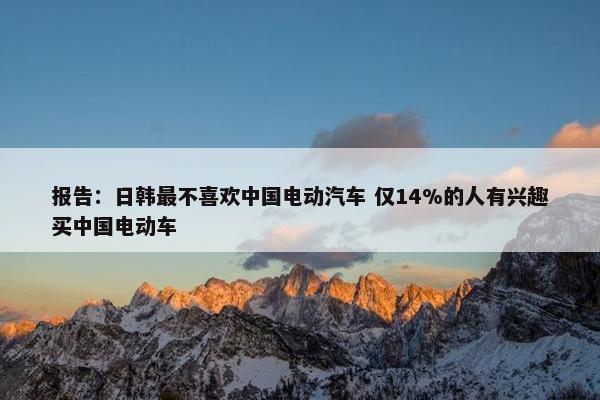 报告：日韩最不喜欢中国电动汽车 仅14%的人有兴趣买中国电动车