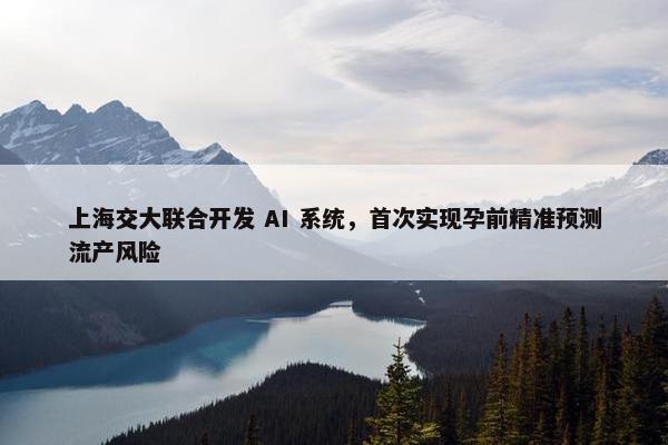 上海交大联合开发 AI 系统，首次实现孕前精准预测流产风险