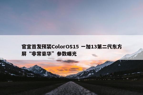 官宣首发预装ColorOS15 一加13第二代东方屏“非常豪华”参数曝光