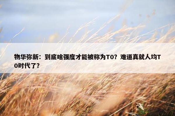 物华弥新：到底啥强度才能被称为T0？难道真就人均T0时代了？