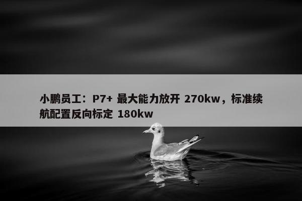 小鹏员工：P7+ 最大能力放开 270kw，标准续航配置反向标定 180kw