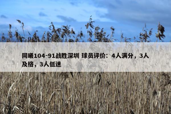 同曦104-91战胜深圳 球员评价：4人满分，3人及格，3人低迷