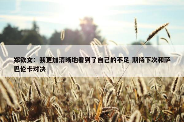 郑钦文：我更加清晰地看到了自己的不足 期待下次和萨巴伦卡对决