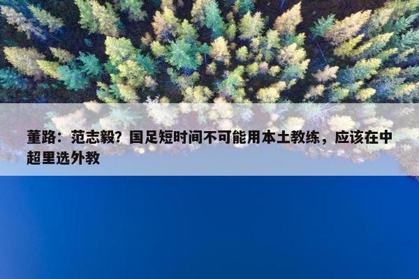 董路：范志毅？国足短时间不可能用本土教练，应该在中超里选外教