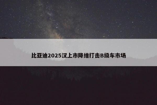 比亚迪2025汉上市降维打击B级车市场