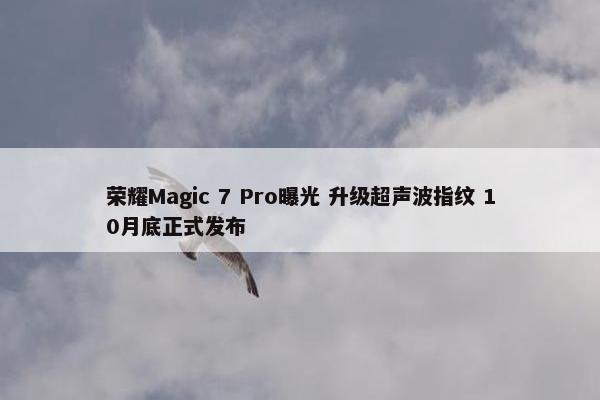 荣耀Magic 7 Pro曝光 升级超声波指纹 10月底正式发布