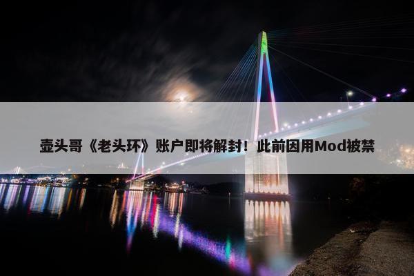 壶头哥《老头环》账户即将解封！此前因用Mod被禁