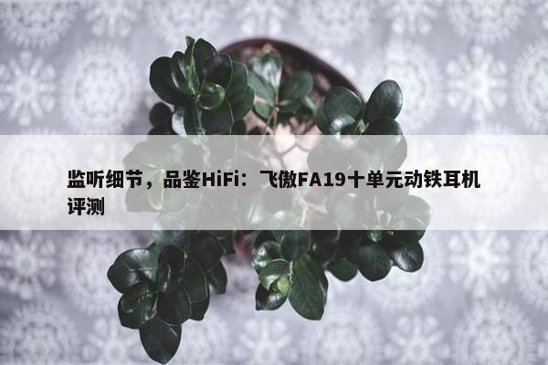 监听细节，品鉴HiFi：飞傲FA19十单元动铁耳机评测