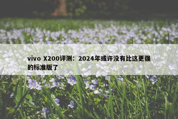 vivo X200评测：2024年或许没有比这更强的标准版了