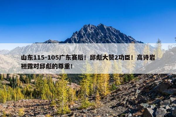 山东115-105广东赛后！邱彪大赞2功臣！高诗岩袒露对邱彪的尊重！