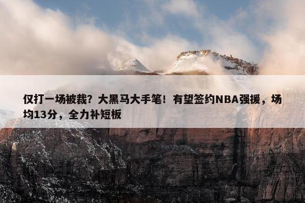 仅打一场被裁？大黑马大手笔！有望签约NBA强援，场均13分，全力补短板