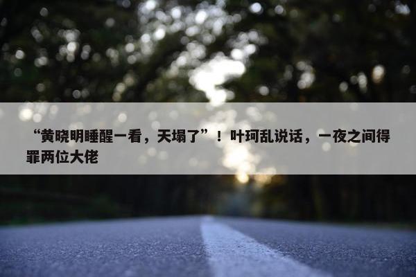 “黄晓明睡醒一看，天塌了”！叶珂乱说话，一夜之间得罪两位大佬