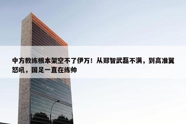 中方教练根本架空不了伊万！从郑智武磊不满，到高准翼怒吼，国足一直在练帅