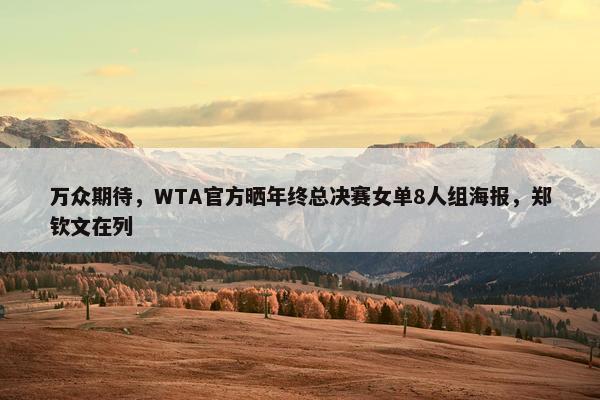 万众期待，WTA官方晒年终总决赛女单8人组海报，郑钦文在列