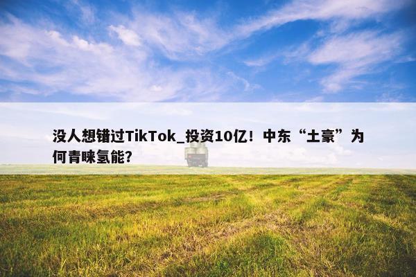 没人想错过TikTok_投资10亿！中东“土豪”为何青睐氢能？