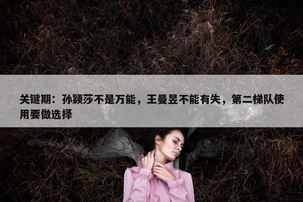 关键期：孙颖莎不是万能，王曼昱不能有失，第二梯队使用要做选择