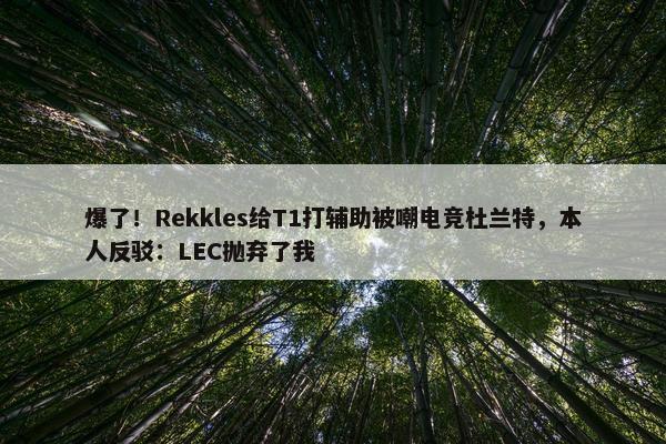 爆了！Rekkles给T1打辅助被嘲电竞杜兰特，本人反驳：LEC抛弃了我