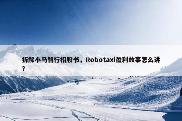 拆解小马智行招股书，Robotaxi盈利故事怎么讲？