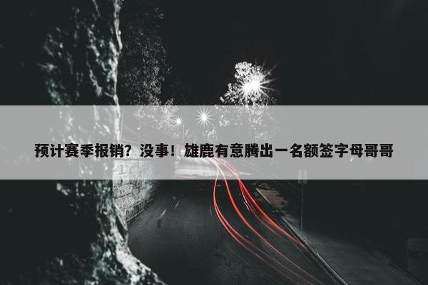 预计赛季报销？没事！雄鹿有意腾出一名额签字母哥哥