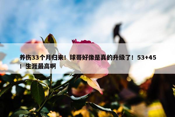 养伤33个月归来！球哥好像是真的升级了！53+45！生涯最高啊