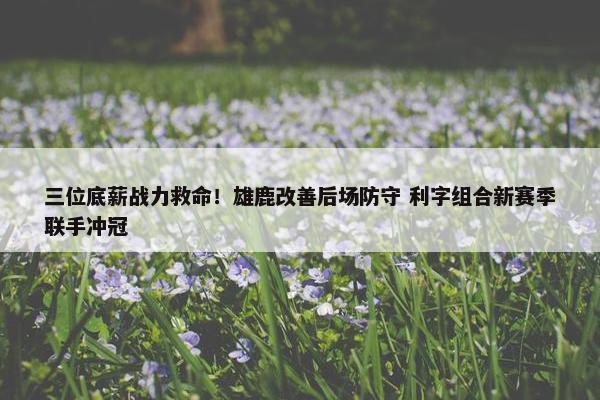 三位底薪战力救命！雄鹿改善后场防守 利字组合新赛季联手冲冠