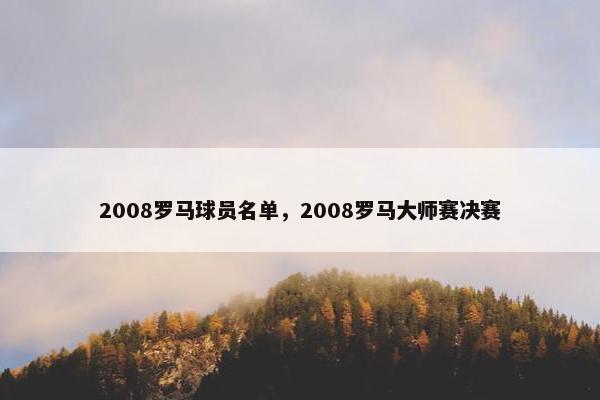 2008罗马球员名单，2008罗马大师赛决赛