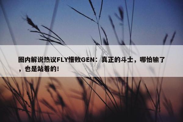 圈内解说热议FLY惜败GEN：真正的斗士，哪怕输了，也是站着的！