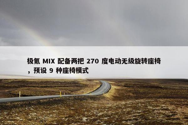 极氪 MIX 配备两把 270 度电动无级旋转座椅，预设 9 种座椅模式