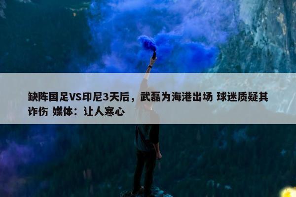 缺阵国足VS印尼3天后，武磊为海港出场 球迷质疑其诈伤 媒体：让人寒心