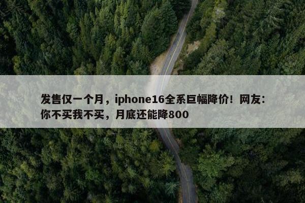 发售仅一个月，iphone16全系巨幅降价！网友：你不买我不买，月底还能降800