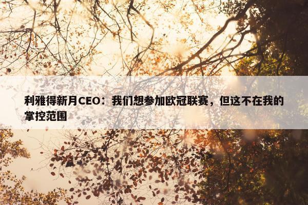 利雅得新月CEO：我们想参加欧冠联赛，但这不在我的掌控范围