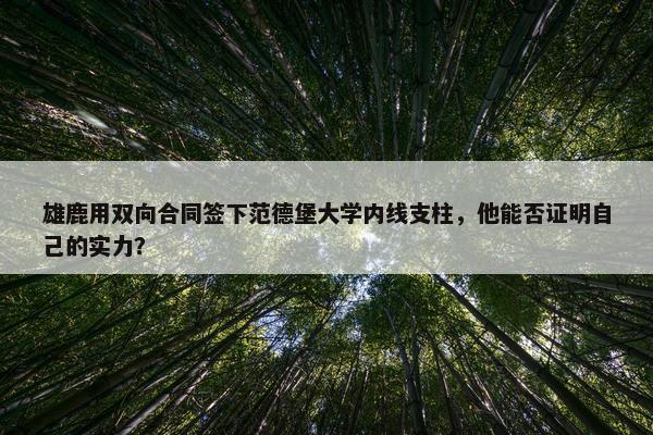 雄鹿用双向合同签下范德堡大学内线支柱，他能否证明自己的实力？