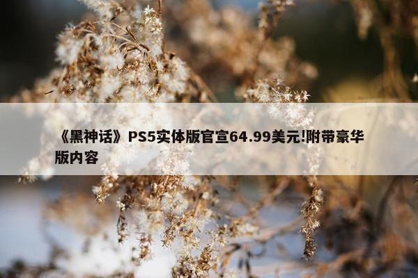 《黑神话》PS5实体版官宣64.99美元!附带豪华版内容