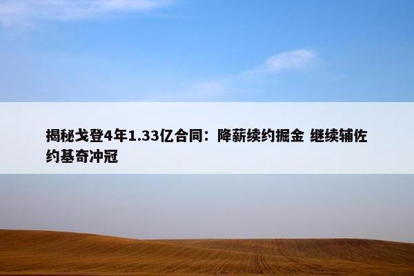 揭秘戈登4年1.33亿合同：降薪续约掘金 继续辅佐约基奇冲冠