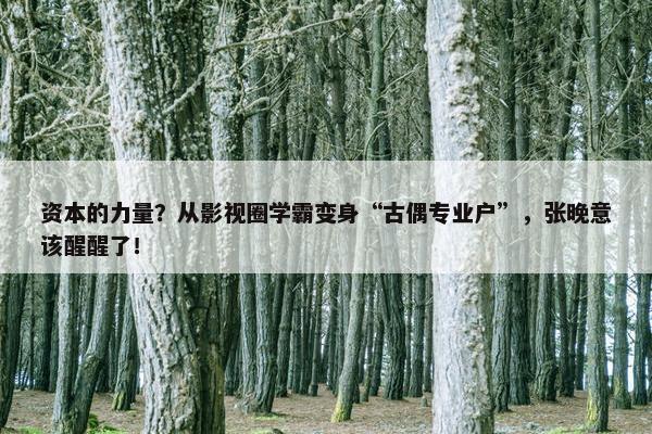 资本的力量？从影视圈学霸变身“古偶专业户”，张晚意该醒醒了！